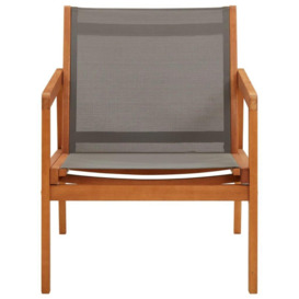 Garden Lounge Chair Grey Solid Eucalyptus Wood and Textilene - thumbnail 2