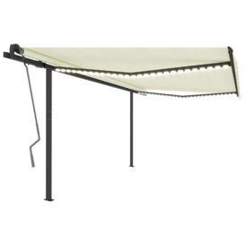 Manual Retractable Awning with LED 4.5x3 m Cream - thumbnail 2