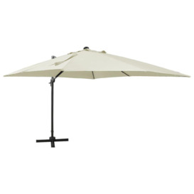 Cantilever Umbrella with Pole and LED Lights Sand 300 cm - thumbnail 1