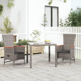 Reclining Garden Chairs with Cushions 2 pcs Grey Poly Rattan - thumbnail 1
