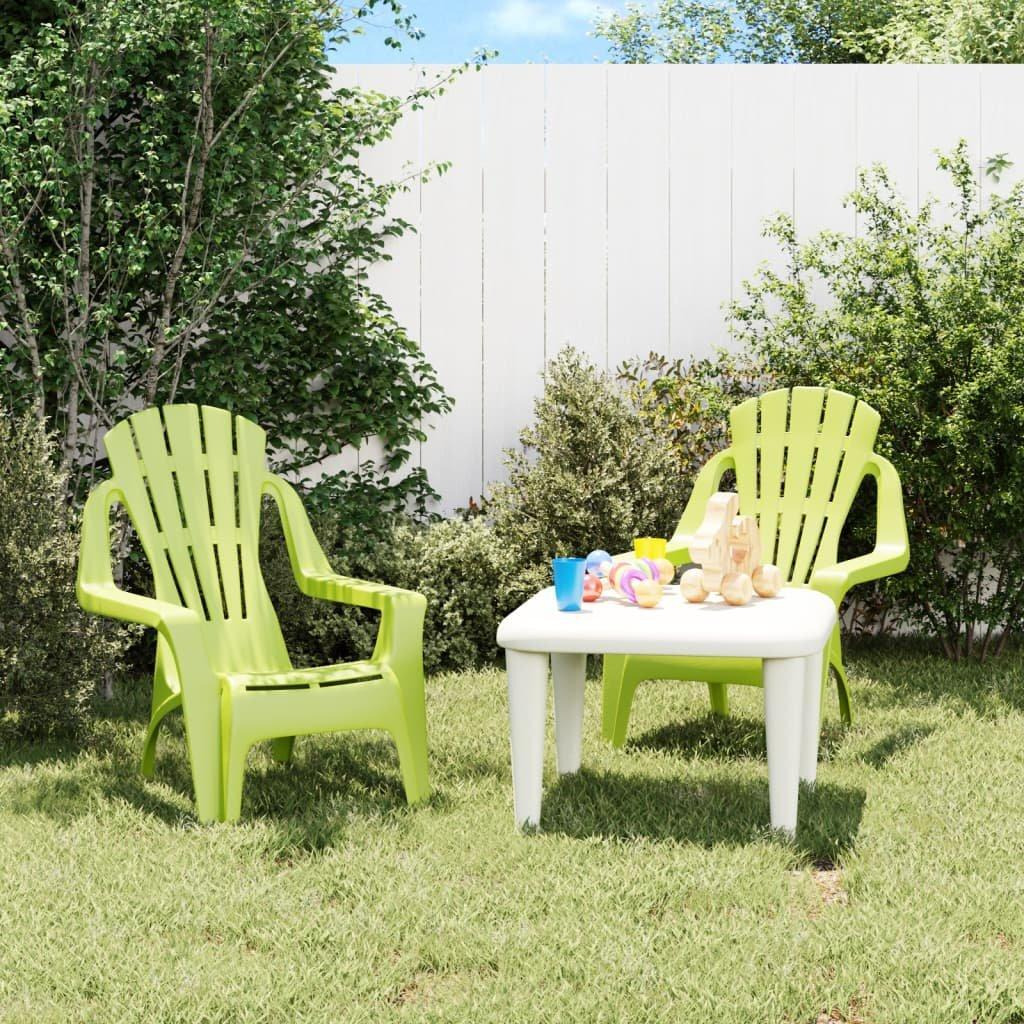 Garden Chairs 2 pcs for Children Green 37x34x44cm PP Wooden Look - image 1