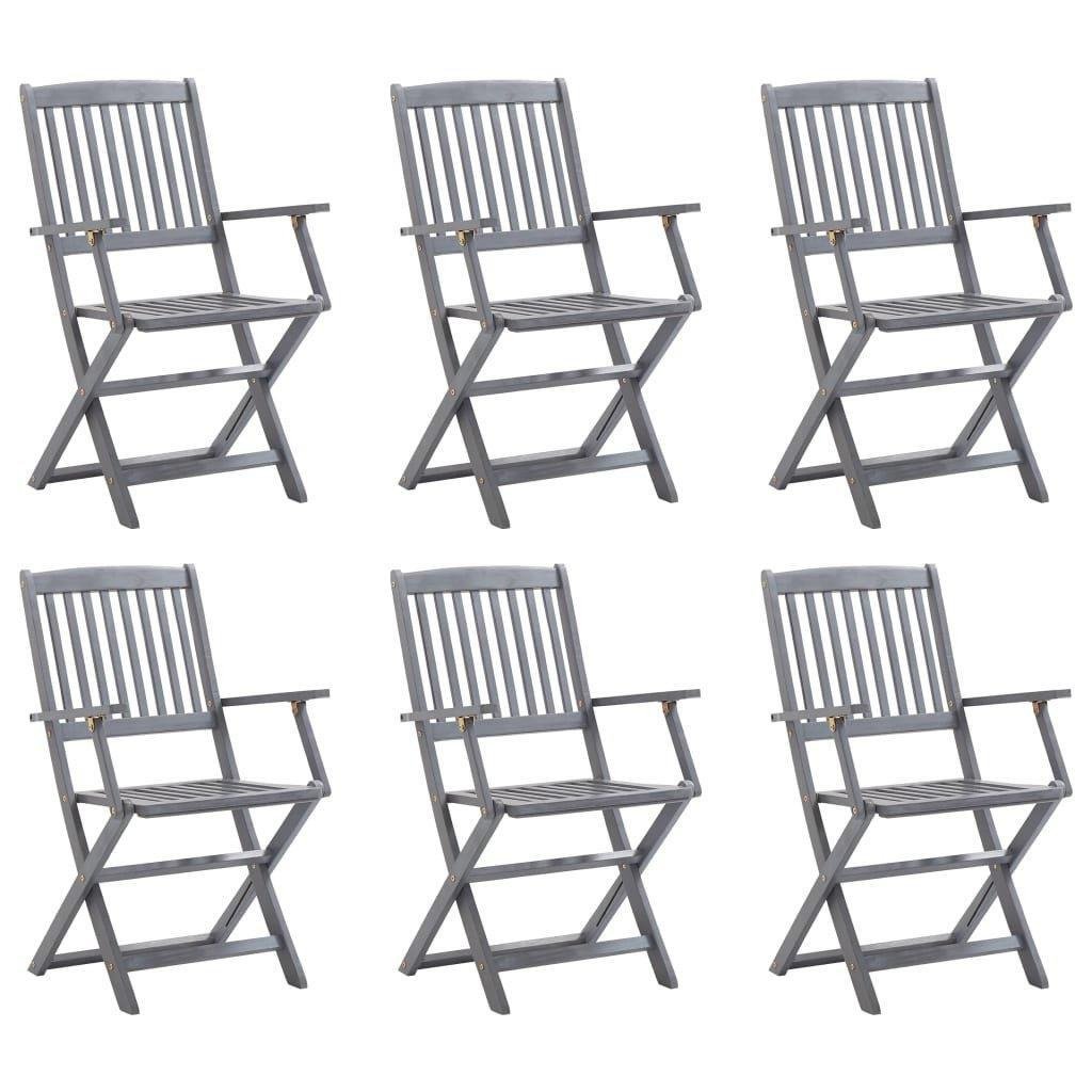 Folding Outdoor Chairs 6 pcs Solid Acacia Wood - image 1