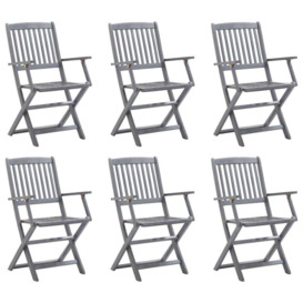 Folding Outdoor Chairs 6 pcs Solid Acacia Wood - thumbnail 1