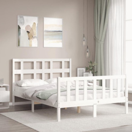 Bed Frame with Headboard White 120x200 cm Solid Wood - thumbnail 3
