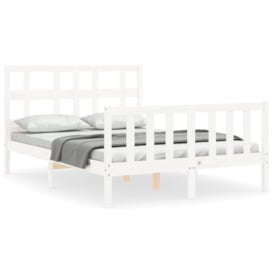 Bed Frame with Headboard White 120x200 cm Solid Wood - thumbnail 2