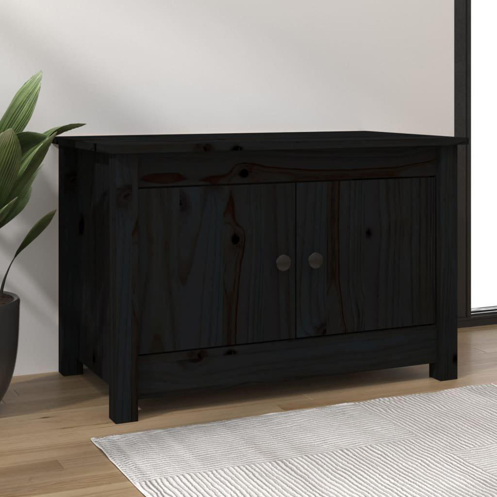 Shoe Cabinet Black 70x38x45.5 cm Solid Wood Pine - image 1