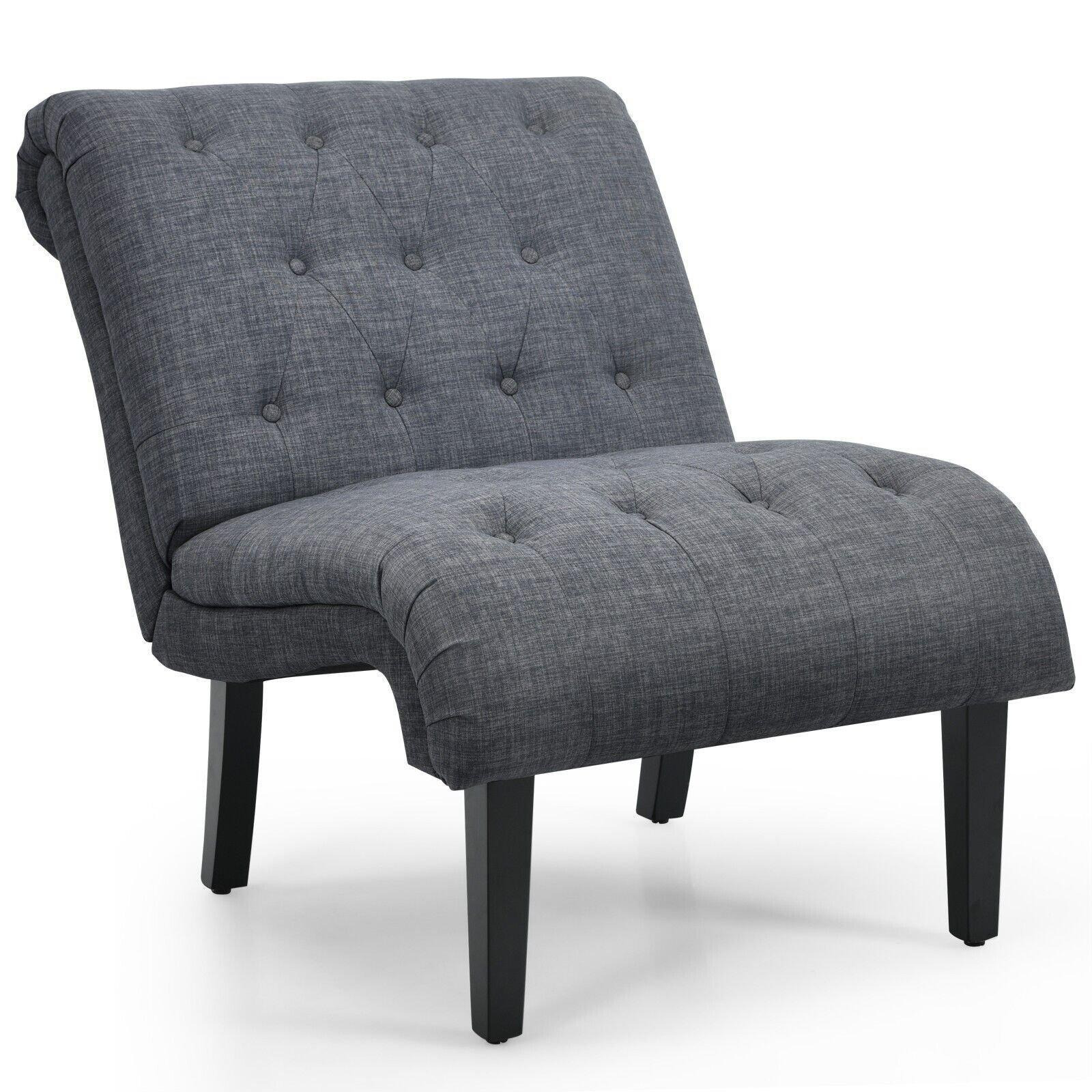 Modern Armless Accent Chair Ergonomic Leisure Chair W/ Backrest & Overstuffed Seat - image 1