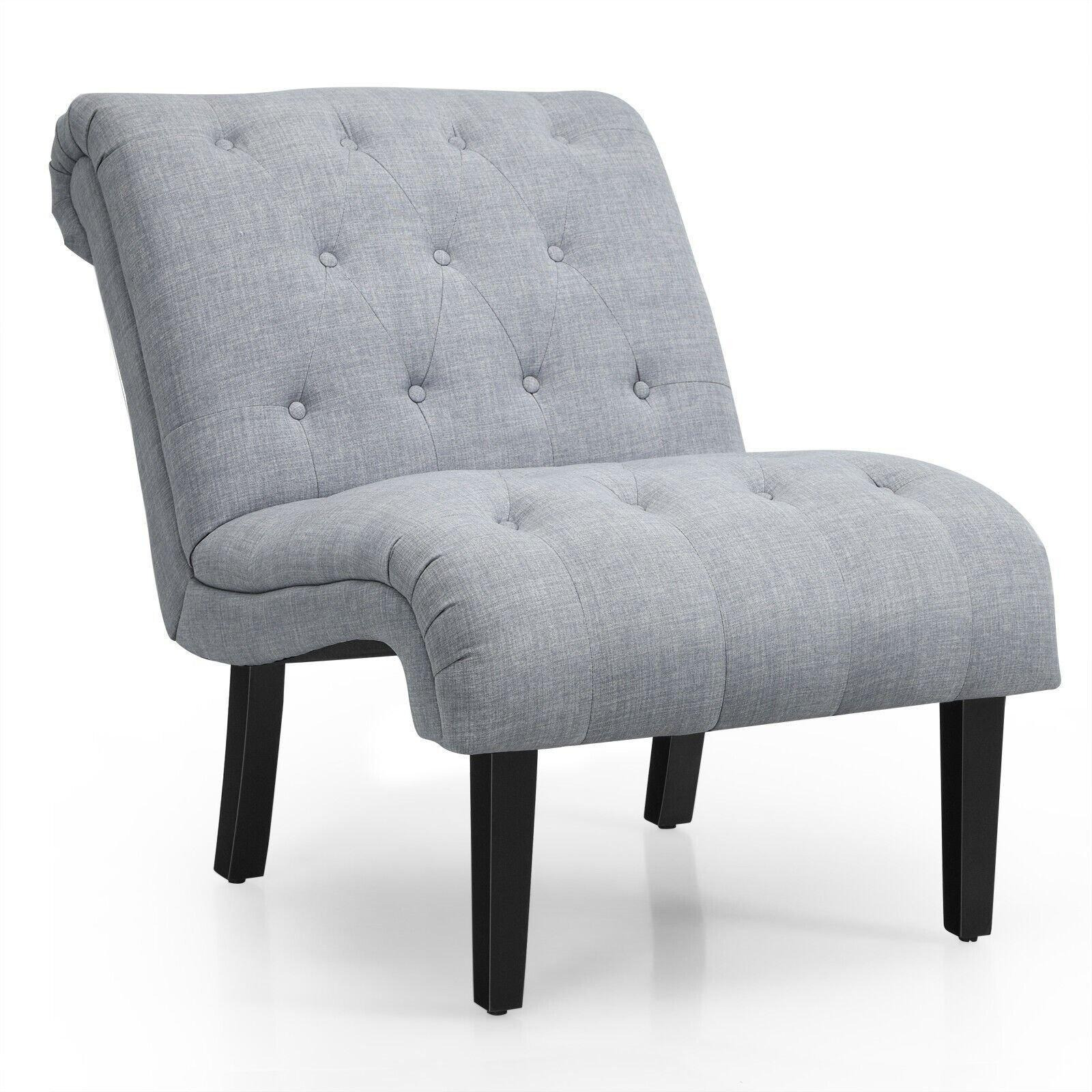 Modern Armless Accent Chair Ergonomic Leisure Chair W/ Backrest & Overstuffed Seat - image 1