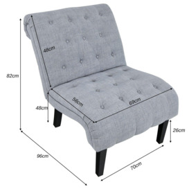 Modern Armless Accent Chair Ergonomic Leisure Chair W/ Backrest & Overstuffed Seat - thumbnail 2