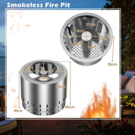 Smokeless Fire Pit Stainless Steel Wood Burning Firepit Outdoor Firepit Bowl - thumbnail 2