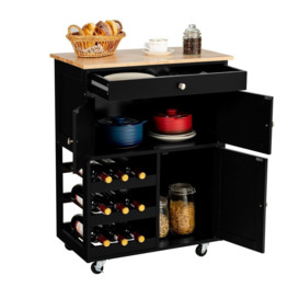 Rolling Kitchen Storage Trolley Cart Cupboard Island Cabinet 3 Tier Wine Rack