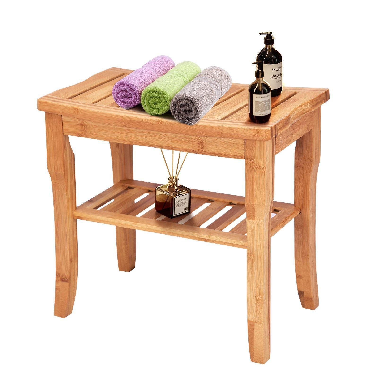 Bamboo Shower Chair Bathroom Shower Bench Seat Spa Chair - image 1