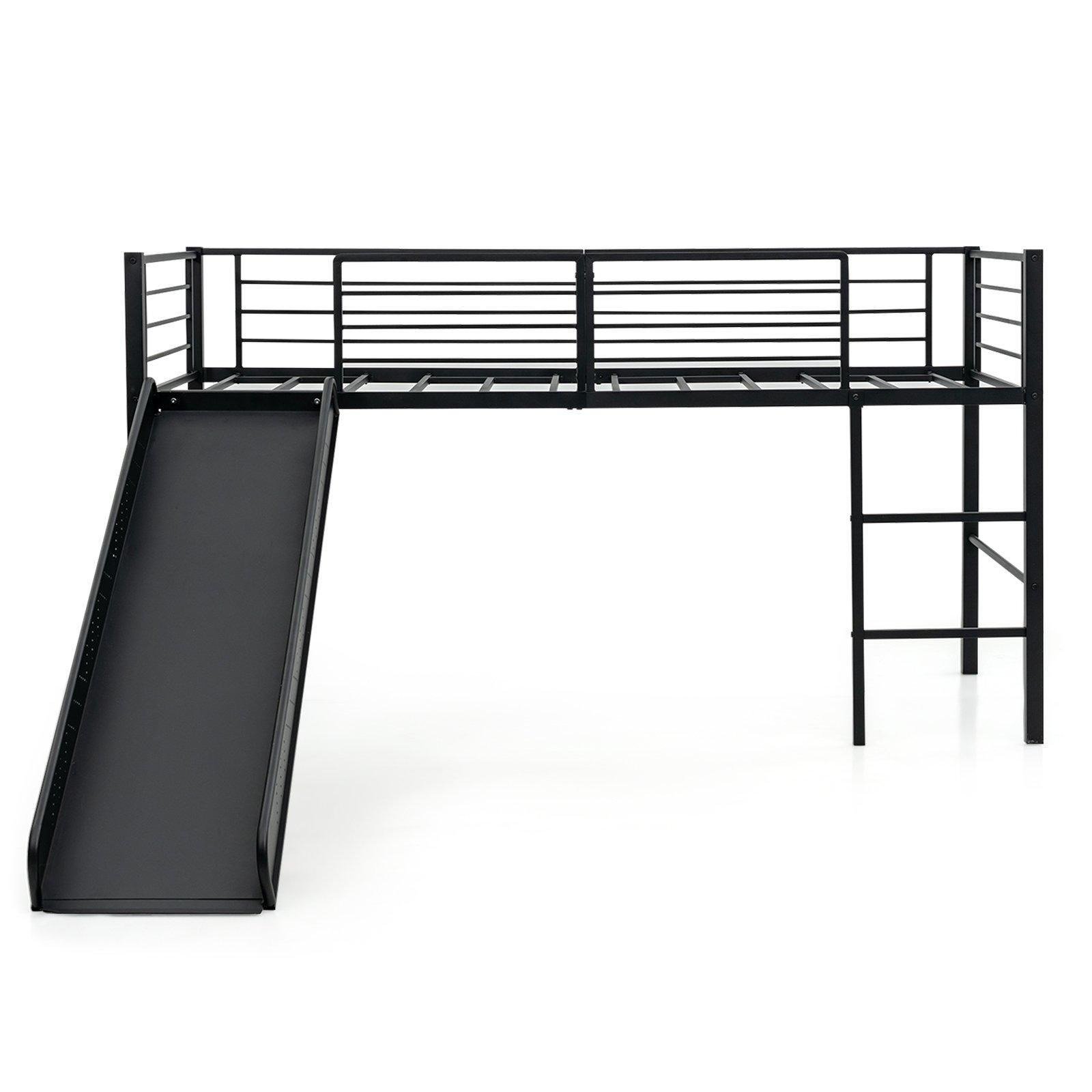 Loft Bed Single Size Kids Ladder Bed Frame w/ Safety Guardrails - image 1