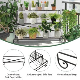 3 Tier Plant Stand Metal Flowers Pot Holder Storage Shelf Ladder Plants Display - thumbnail 3