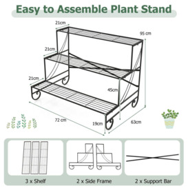 3 Tier Plant Stand Metal Flowers Pot Holder Storage Shelf Ladder Plants Display - thumbnail 2
