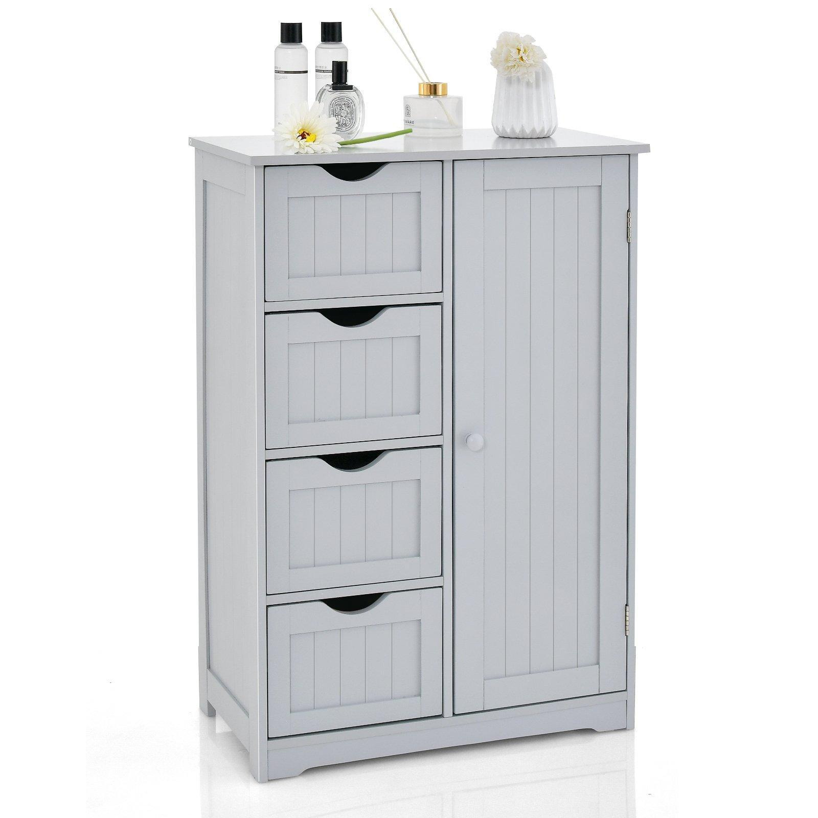 Bathroom Floor Cabinet Storage Cupboard Organizer W/Adjustable Shelf & 4 Drawers - image 1