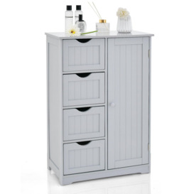 Bathroom Floor Cabinet Storage Cupboard Organizer W/Adjustable Shelf & 4 Drawers - thumbnail 1