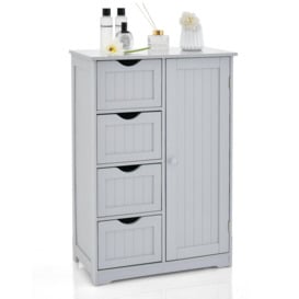 Bathroom Floor Cabinet Storage Cupboard Organizer W/Adjustable Shelf & 4 Drawers