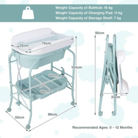 Baby Changing Table with Bathtub Folding Infant Diaper Changing Nursery Station - thumbnail 2