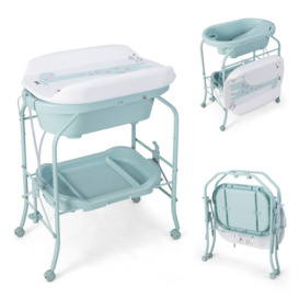 Baby Changing Table with Bathtub Folding Infant Diaper Changing Nursery Station