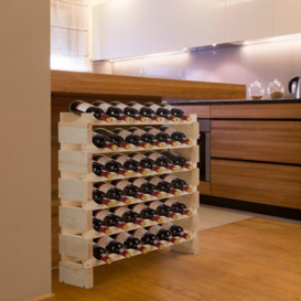 36 Bottles Wine Rack Freestanding Wine Storage Display Rack Pine Wood Wine Stand - thumbnail 3