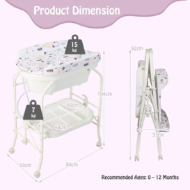 Baby Changing Table with Bathtub Folding Infant Diaper Changing Nursery Station - thumbnail 2