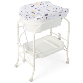 Baby Changing Table with Bathtub Folding Infant Diaper Changing Nursery Station - thumbnail 1