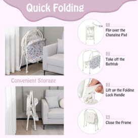 Baby Changing Table with Bathtub Folding Infant Diaper Changing Nursery Station - thumbnail 3