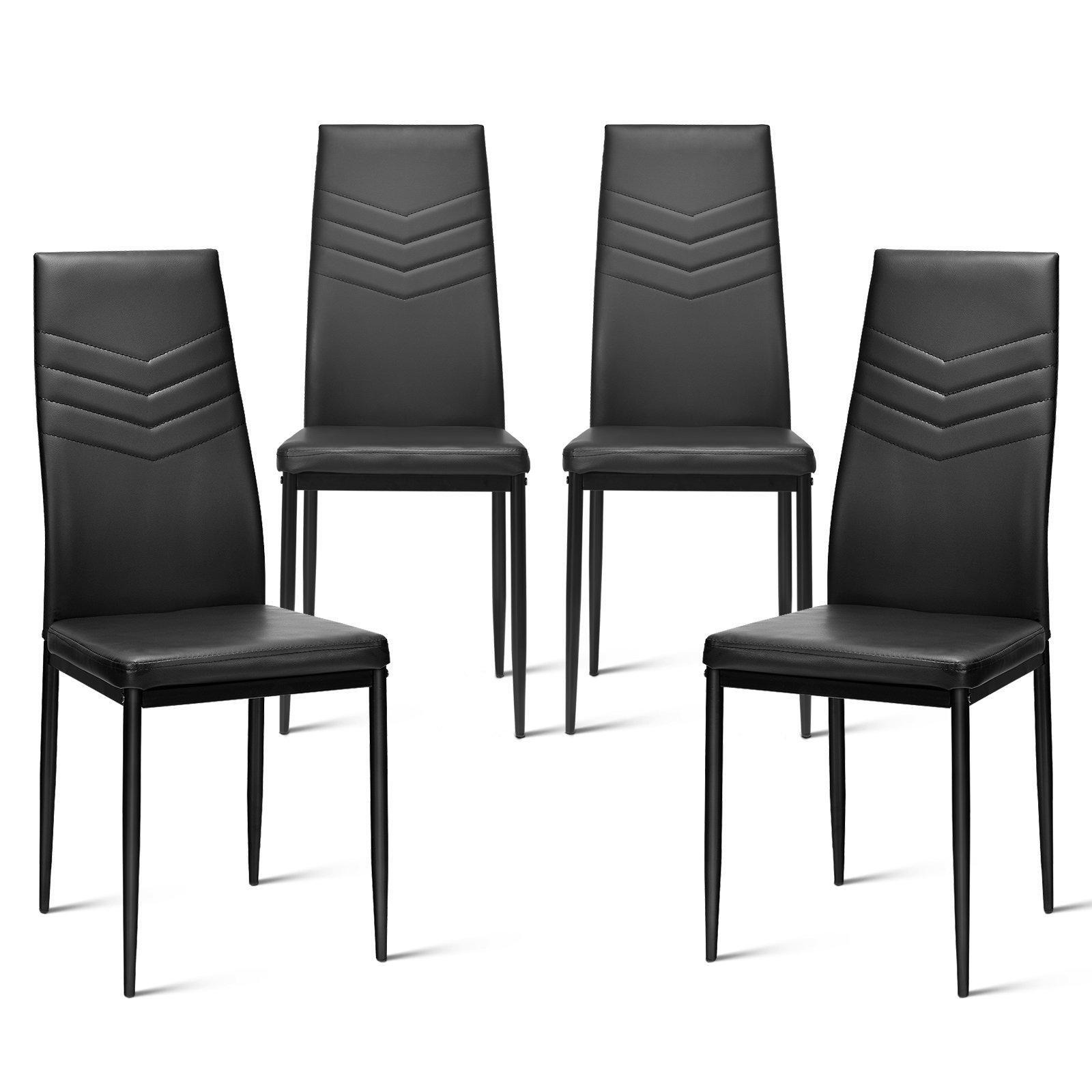 Set of 4 Dining Chairs Padded Seat High Back Armless Accent Dining Side Chairs - image 1