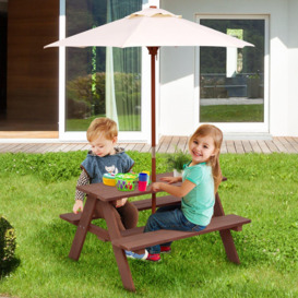 3 in 1 Kids Picnic Table Children Outdoor Activity Table w/ Removable Umbrella - thumbnail 3