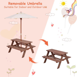 3 in 1 Kids Picnic Table Children Outdoor Activity Table w/ Removable Umbrella - thumbnail 2