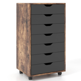 Modern 7-Drawer Chest Mobile Lateral Filing Cabinet Home Office Storage Cabinet - thumbnail 2