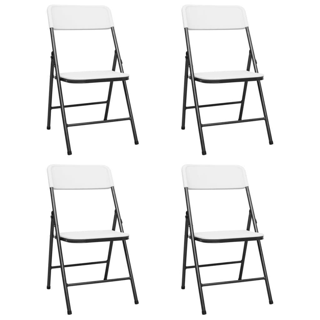 Folding Garden Chairs 4 pcs HDPE White - image 1