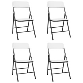 Folding Garden Chairs 4 pcs HDPE White - thumbnail 1