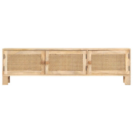 TV Cabinet 140x30x40 cm Solid Mango Wood and Natural Cane - thumbnail 2
