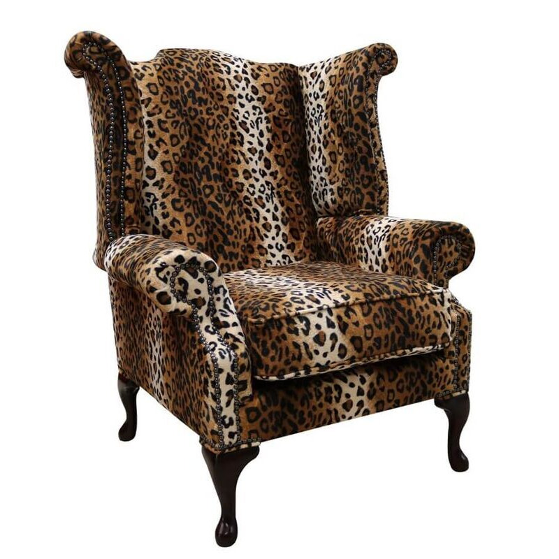 Chesterfield Saxon Queen Anne High Back Wing Chair Cheetah&hellip