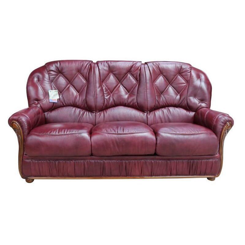 Rome Genuine Italian Leather 3 Seater Sofa Settee Burgundy