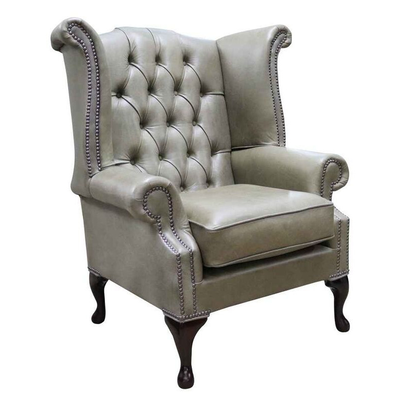 Chesterfield Queen Anne High Back Wing Chair Selvaggio Sage&hellip