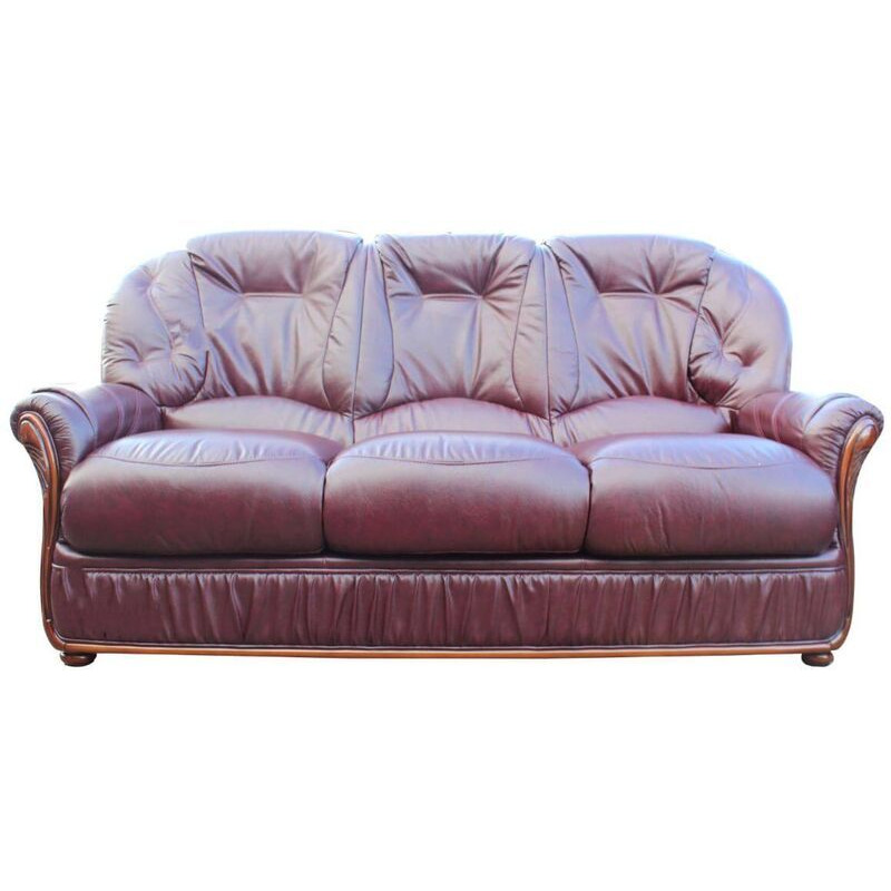 Indiana Genuine Italian Leather 3 Seater Sofa Settee Burgundy