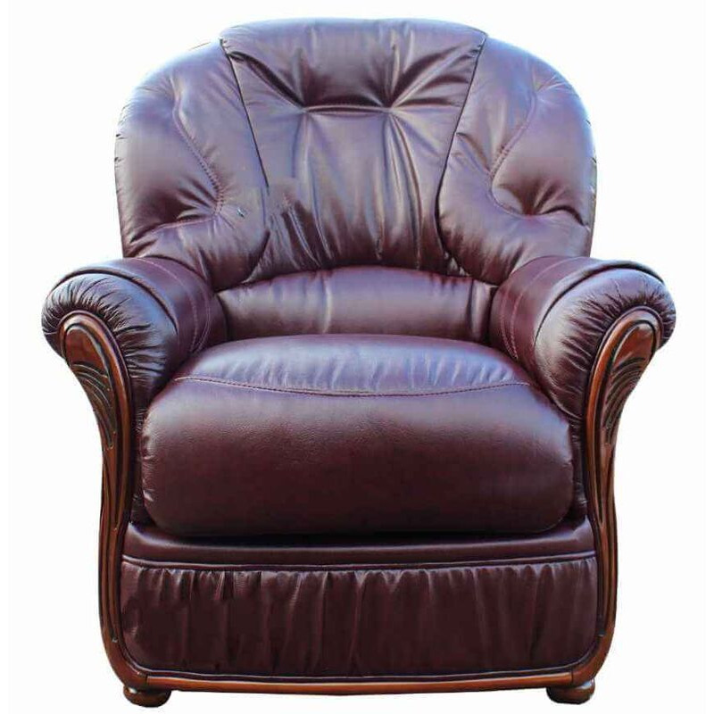 Indiana Genuine Italian Sofa Armchair Burgundy Leather
