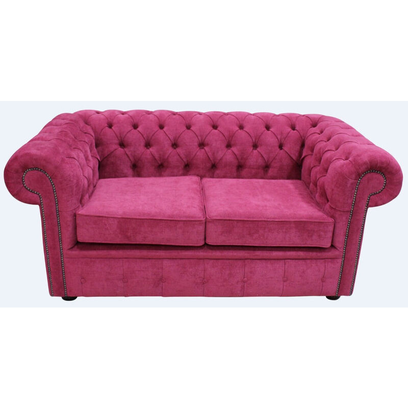 Chesterfield 2 Seater Settee Marinello Raspberry Fabric Sofa Offer