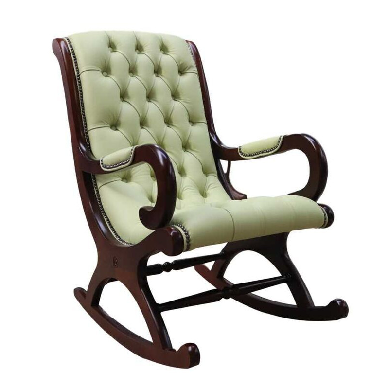 Chesterfield York Slipper Rocking Chair Chartreuse Green Leather