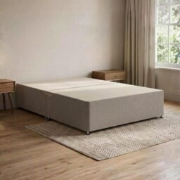 Deluxe 4ft 6in Double Divan Bed Base in Beige Fabric