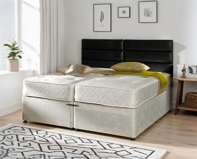 Serene Hotel Contract 1500 Pocket 6ft Super King Size Zip & Link Divan Bed – Mattress Included - image 1