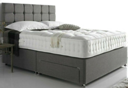 Premium Grey Linen Fabric 5ft King Size Divan Bed Base only - thumbnail 1