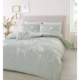 Catherine Lansfield Meadowsweet Floral Green Duvet Set - Single