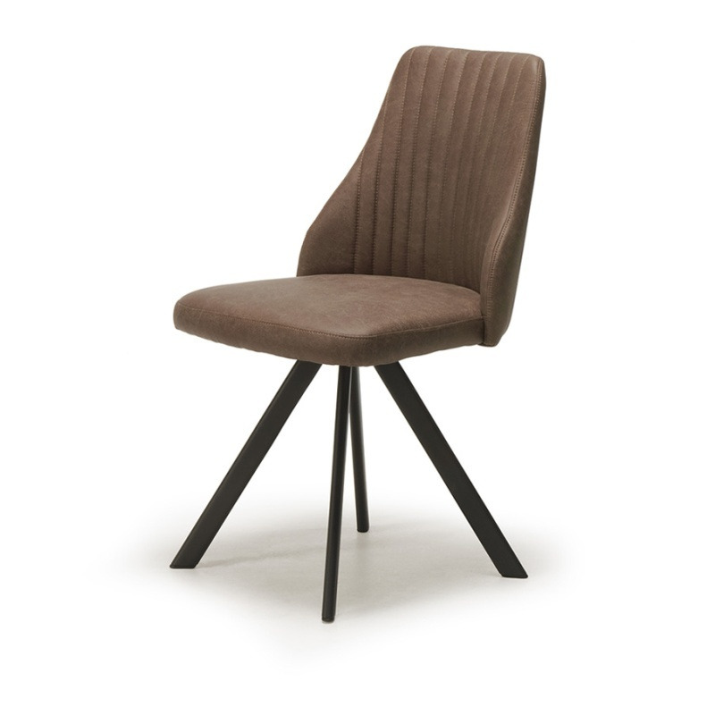 Austin Swivel Dining Chair - Brown Bison Faux Leather