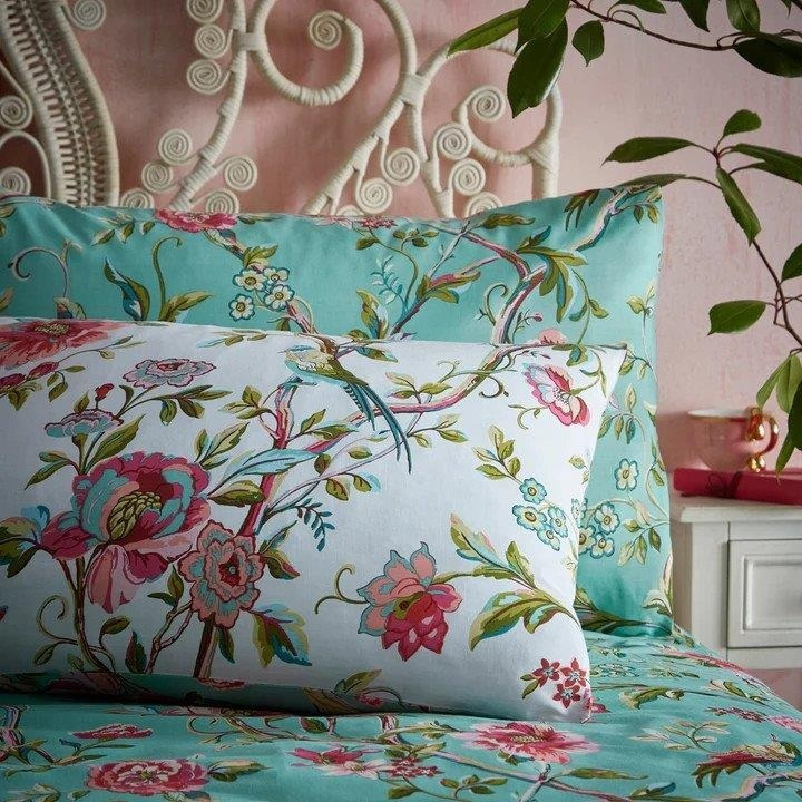 Furn Vintage Chinoiserie Floral Exotic Jade Duvet Cover Set - Super King
