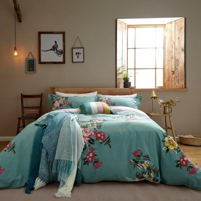 "Joules Cotswold Floral Atlantic Blue Duvet Set - Single, Cotton - [""Multi"",""Pink"",""Blue"",""Green""], [""Single"",""Double"",""King"",""Super King""]"