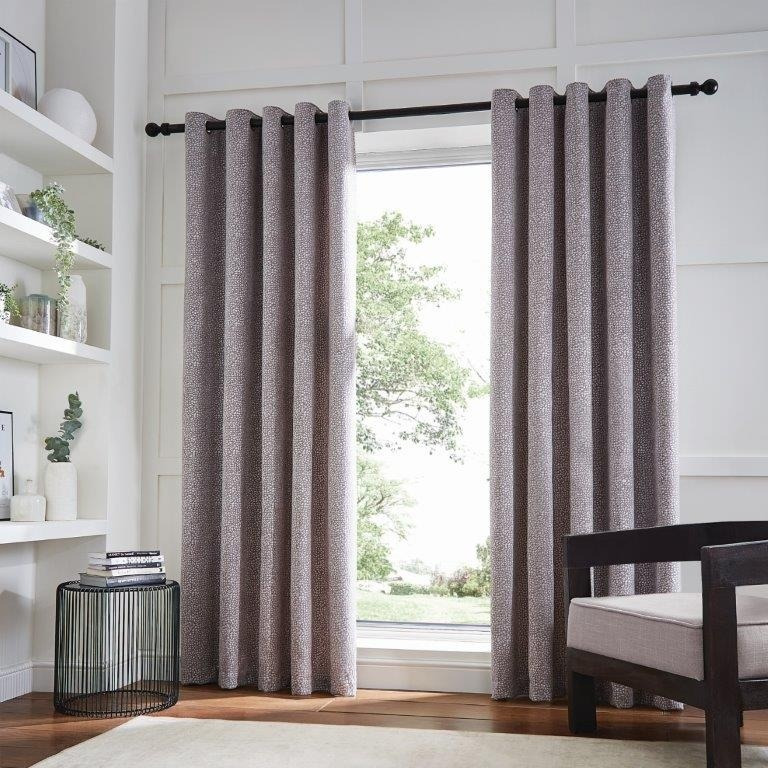 Hyperion Eros Chenille Jacquard Eyelet Curtains - Champagne Gold - 46x72